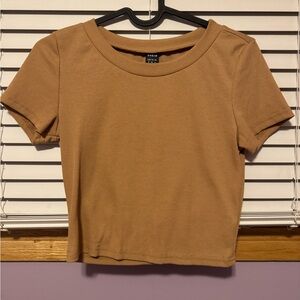 SHEIN Camel Ribbed Crop Top